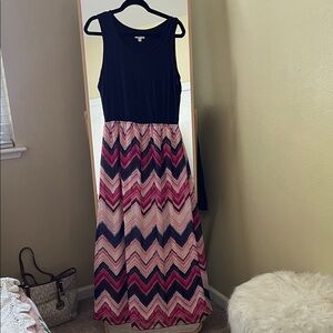 Charming Charlie Blue and Pink Sleeveless Maxi Sundress